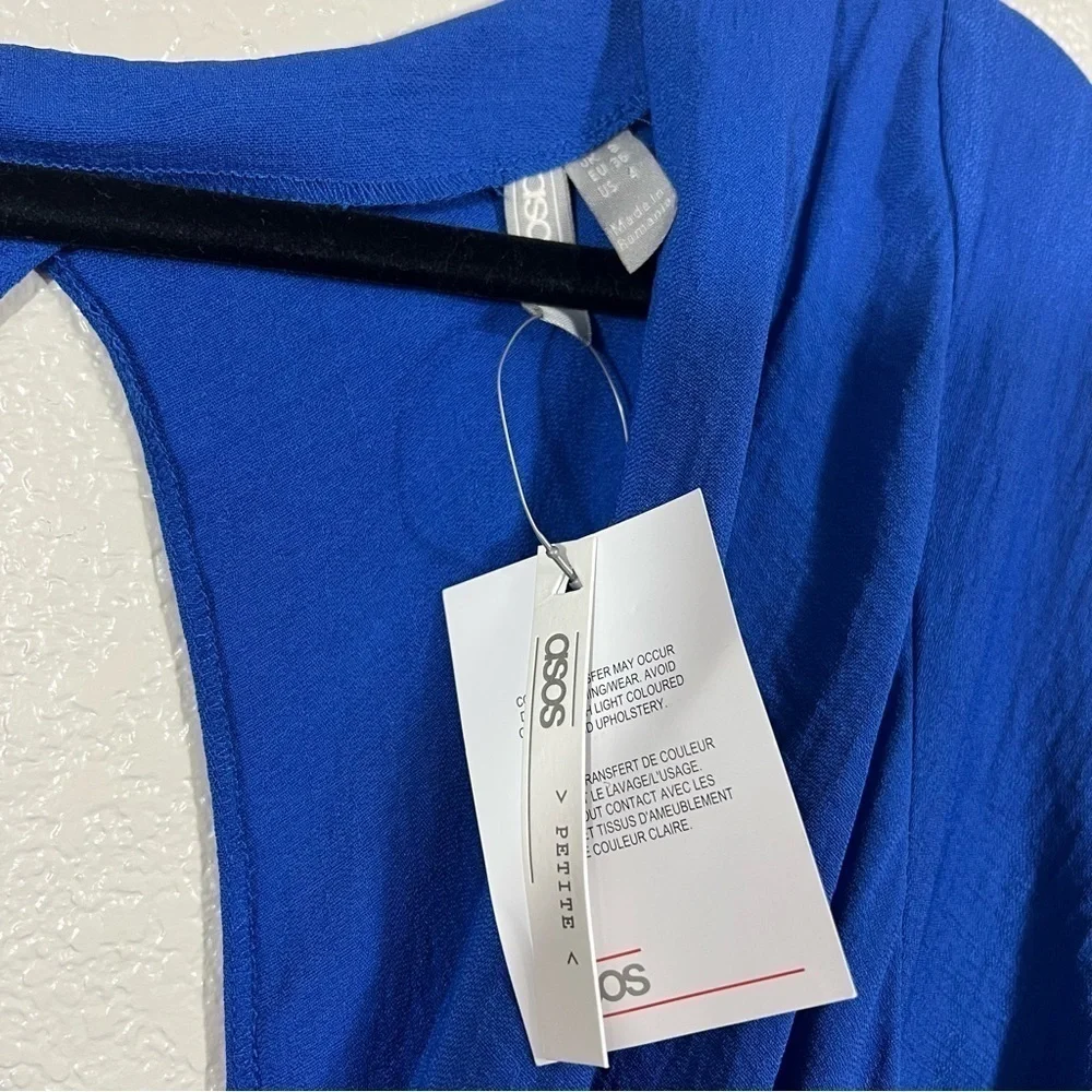 NWT ASOS Plunge Neck Wrap Romper with Blouson Sleeves